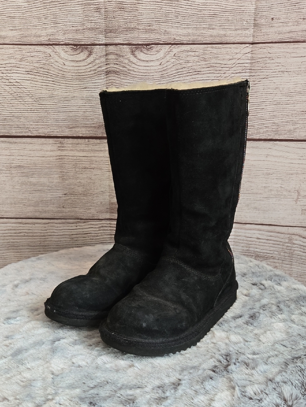 UGG Tall Black Winter Boots, Girls Size 2